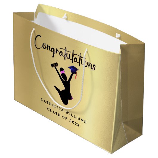 Afrikaans-Amerikaanse goudAfstuderen Groot Cadeauzakje (Achterkant Gekanteld)