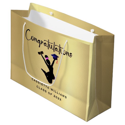 Afrikaans-Amerikaanse goudAfstuderen Groot Cadeauzakje (Voorkant Gekanteld)