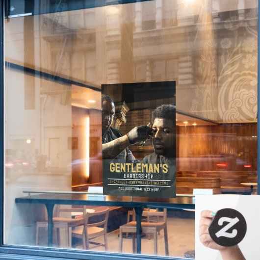 Afrikaans-Amerikaanse herenkapperzaak aanpassen Raamsticker (Cafe Raam)