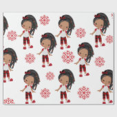 Afrikaans-Amerikaanse kerstcadeaupapier voor meisj Cadeaupapier (Vlak)