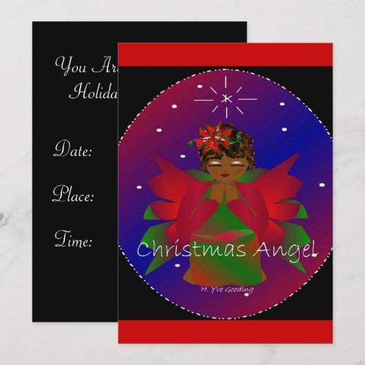 Afrikaans-Amerikaanse kerstengel Baby Girl die bid Kaart (Voorkant / Achterkant)