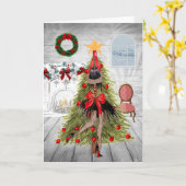 Afrikaans-Amerikaanse kerstkaart Kaart (Gele Bloem)