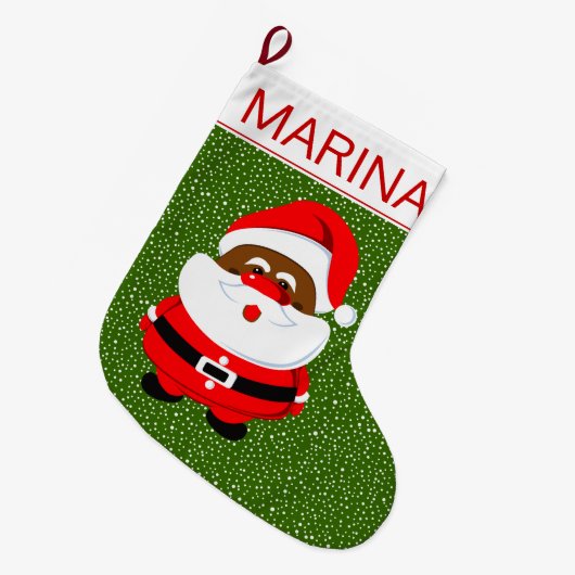 Afrikaans-Amerikaanse kerstkerstgroen wit Grote Kerstsok (Voorkant (Hangend))