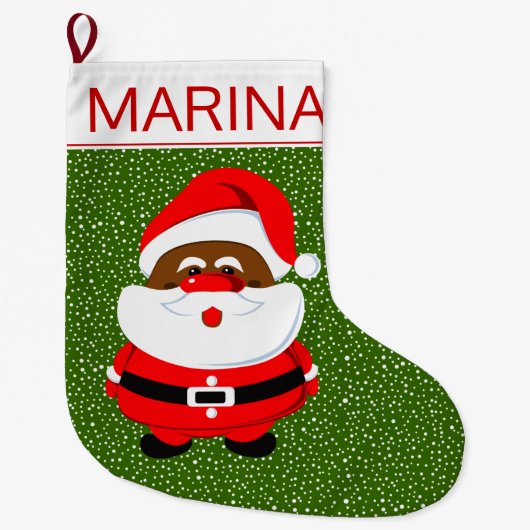 Afrikaans-Amerikaanse kerstkerstgroen wit Grote Kerstsok (Voorkant)