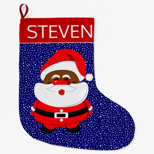 Afrikaans-Amerikaanse Kerstman Kerstmis rood blauw Grote Kerstsok (Voorkant)