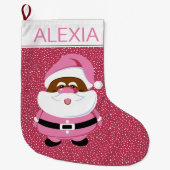 Afrikaans-Amerikaanse Kerstman Kerstmis roze wit Grote Kerstsok (Voorkant)