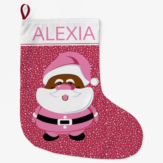 Afrikaans-Amerikaanse Kerstman Kerstmis roze wit Grote Kerstsok (Voorkant)