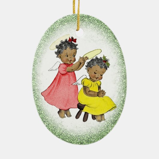 -Afrikaans-Amerikaanse kerstsieraad Keramisch Ornament (Achterkant)