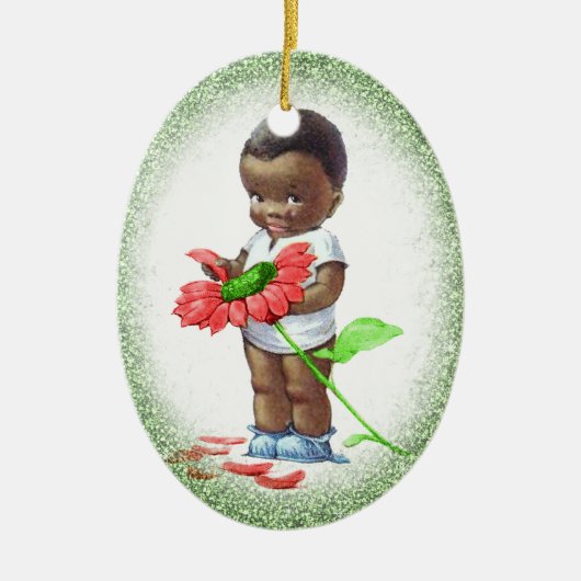 -Afrikaans-Amerikaanse kerstversiering Keramisch Ornament (Voorkant)