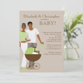 Afrikaans-Amerikaanse koppel geneutrale Baby showe Kaart (Staand voorkant)