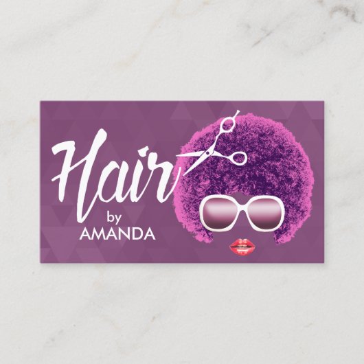 Afrikaans-Amerikaanse moderne Paarse Hair Salon Visitekaartje (Voorkant)