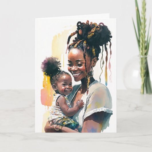Afrikaans-Amerikaanse moeder en Baby, Moederdag Kaart (Voorkant)