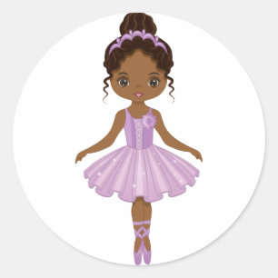 Afrikaans-Amerikaanse mooie Ballerina Round Sticke Ronde Sticker