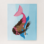 Afrikaans-Amerikaanse mooie zeemeermin Jigzaag Puz Legpuzzel (Verticaal)