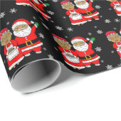 Afrikaans-Amerikaanse Mr. en Mrs. Santa Claus Kers Cadeaupapier (Rol Hoek)