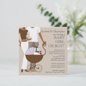 Afrikaans-Amerikaanse paar Baby shower onthullen Kaart (Staand voorkant)