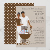 Afrikaans-Amerikaanse paar Baby shower onthullen Kaart (Voorkant / Achterkant)