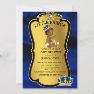 Afrikaans-Amerikaanse Prince Gold Blue Baby shower Kaart