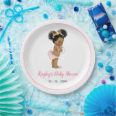 -Afrikaans-Amerikaanse prinses Baby roze Papieren Bordje (Feest)