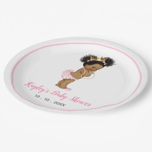 -Afrikaans-Amerikaanse prinses Baby roze Papieren Bordje (Gekanteld)