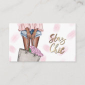 Afrikaans-Amerikaanse roze en blauwe denim Floral  Visitekaartje (Voorkant)