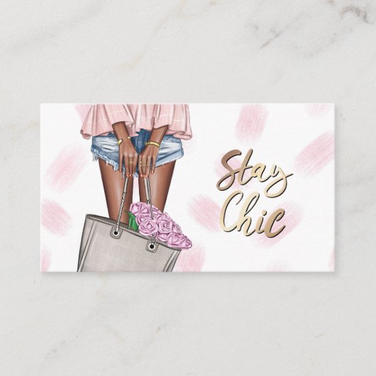 Afrikaans-Amerikaanse roze en blauwe denim Floral  Visitekaartje (Voorkant)