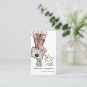 Afrikaans-Amerikaanse roze en blauwe denim Floral Visitekaartje (Staand voorkant)