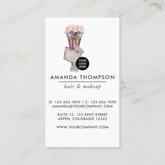 Afrikaans-Amerikaanse roze en blauwe denim Floral Visitekaartje (Achterkant)