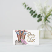 Afrikaans-Amerikaanse roze en blauwe denim Floral  Visitekaartje (Staand voorkant)