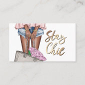 Afrikaans-Amerikaanse roze en blauwe denim Floral  Visitekaartje (Voorkant)