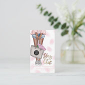 Afrikaans-Amerikaanse roze en blauwe denim Floral  Visitekaartje (Staand voorkant)