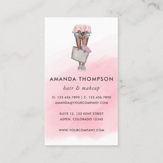 Afrikaans-Amerikaanse roze en blauwe denim Floral  Visitekaartje (Achterkant)