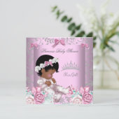 Afrikaans-Amerikaanse roze en grijs Baby shower me Kaart (Staand voorkant)