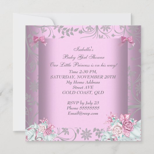 Afrikaans-Amerikaanse roze en grijs Baby shower me Kaart (Achterkant)