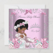 Afrikaans-Amerikaanse roze en grijs Baby shower me Kaart (Voorkant)