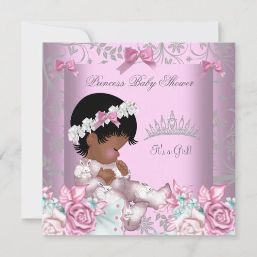 Afrikaans-Amerikaanse roze en grijs Baby shower me Kaart (Voorkant)