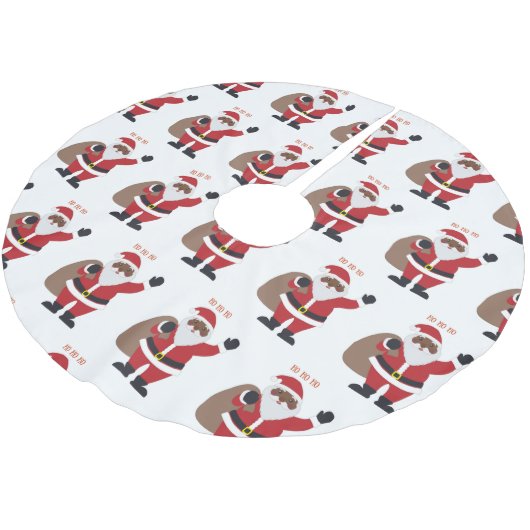 Afrikaans-Amerikaanse Santa Brushed Polyester Kerstboom Rok (Gekanteld)
