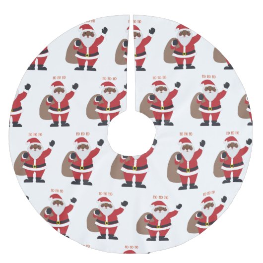 Afrikaans-Amerikaanse Santa Brushed Polyester Kerstboom Rok (Voorkant)