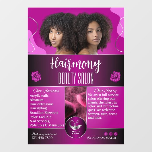 Afrikaans-Amerikaanse Schoonheidssalon Voordeur op Raamsticker (Vel)