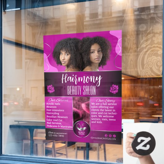 Afrikaans-Amerikaanse Schoonheidssalon Voorzijde a Raamsticker (Cafe Raam)