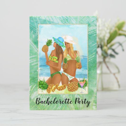 Afrikaans-Amerikaanse Tropische Bachelorette Party Kaart (Staand voorkant)
