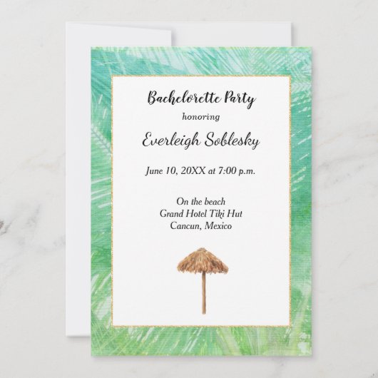 Afrikaans-Amerikaanse Tropische Bachelorette Party Kaart (Achterkant)