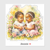 Afrikaans-Amerikaanse Twin Girl's Baby shower Sticker (Vel)