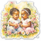 Afrikaans-Amerikaanse Twin Girl's Baby shower Sticker (Voorkant)