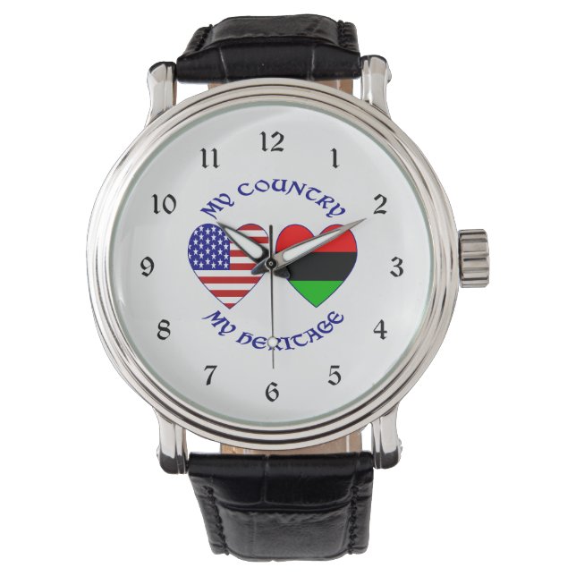Afrikaans-Amerikaanse VS Mijn land Mijn erfgoed Horloge (Voorkant)