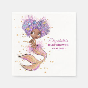 Afrikaans-Amerikaanse Zeemeerminnende Baby shower Servet