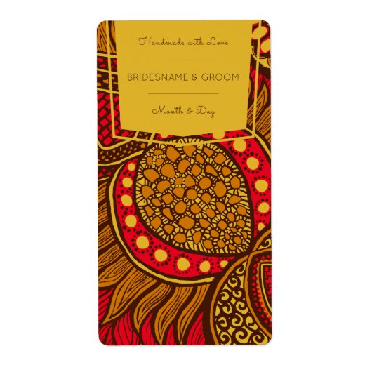 Afrikaans Ankara Blauw Goud Bloemen Favor Label (Voorkant)