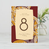 Afrikaans Ankara Kitenge Goud Bloemen Tafelnummer (Staand voorkant)