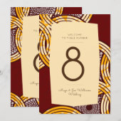 Afrikaans Ankara Kitenge Goud Bloemen Tafelnummer (Voorkant / Achterkant)