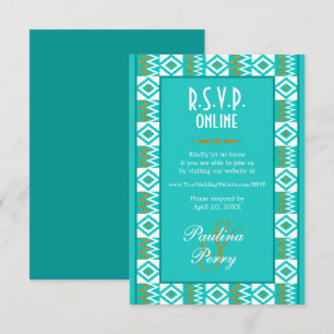 Afrikaans Aqua Teal Blauwe Kente RSVP Online Bijla Kaartje